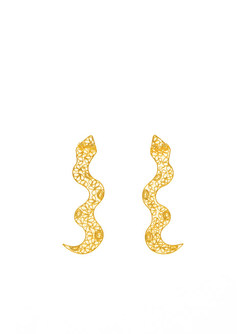 Gold Happy Snake Stud Earrings